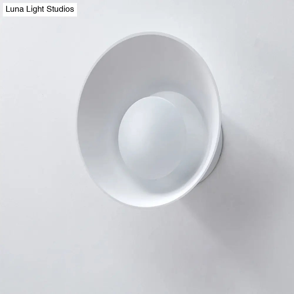 DecorBites™ Minimalist LED Wall Lamp: White/Black/Pink Finish Bowl Sconce Light for Drawing Room