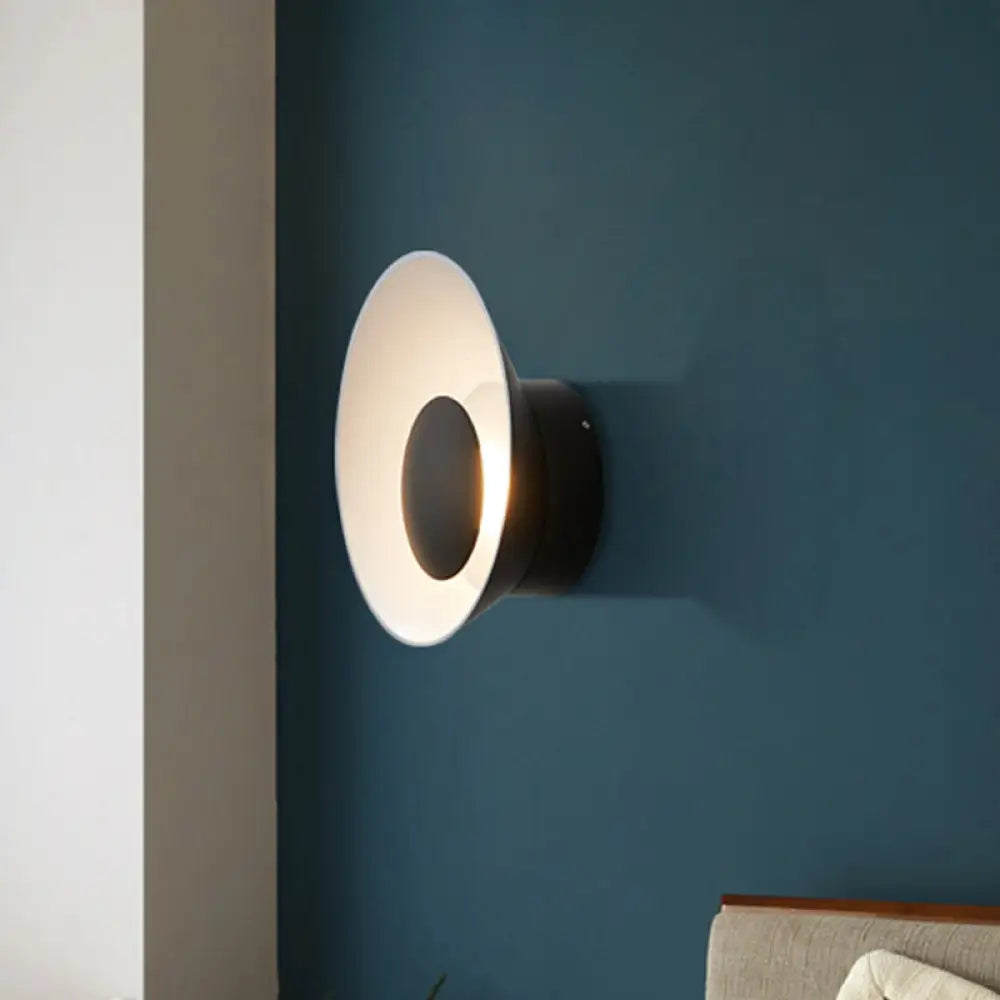 DecorBites™ Minimalist LED Wall Lamp: White/Black/Pink Finish Bowl Sconce Light for Drawing Room