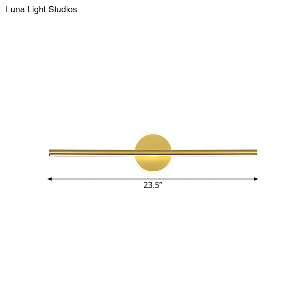 DecorBites™ Minimalist LED Wall Sconce in Gold - Metal Linear & Round Vanity Light, 16"/23.5"/31.5" Wide
