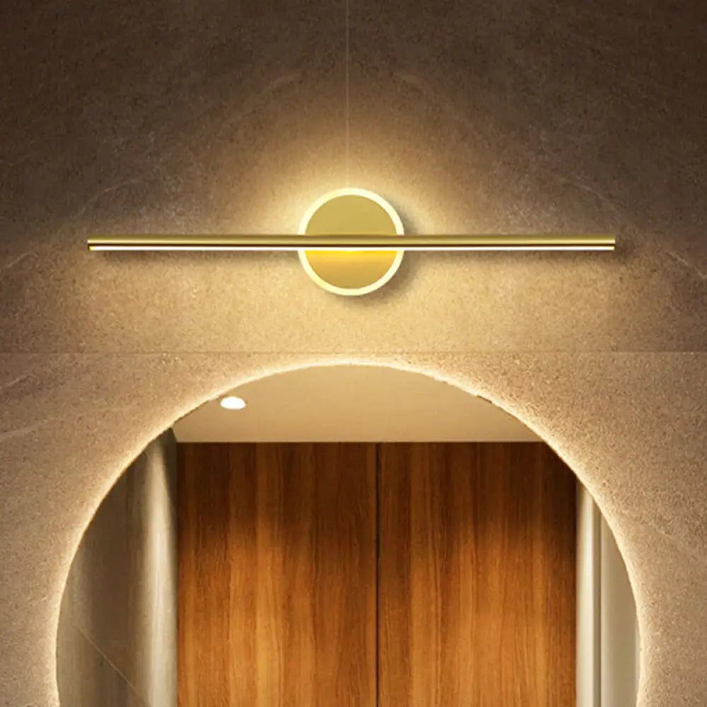 DecorBites™ Minimalist LED Wall Sconce in Gold - Metal Linear & Round Vanity Light, 16"/23.5"/31.5" Wide