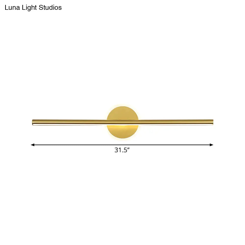 DecorBites™ Minimalist LED Wall Sconce in Gold - Metal Linear & Round Vanity Light, 16"/23.5"/31.5" Wide