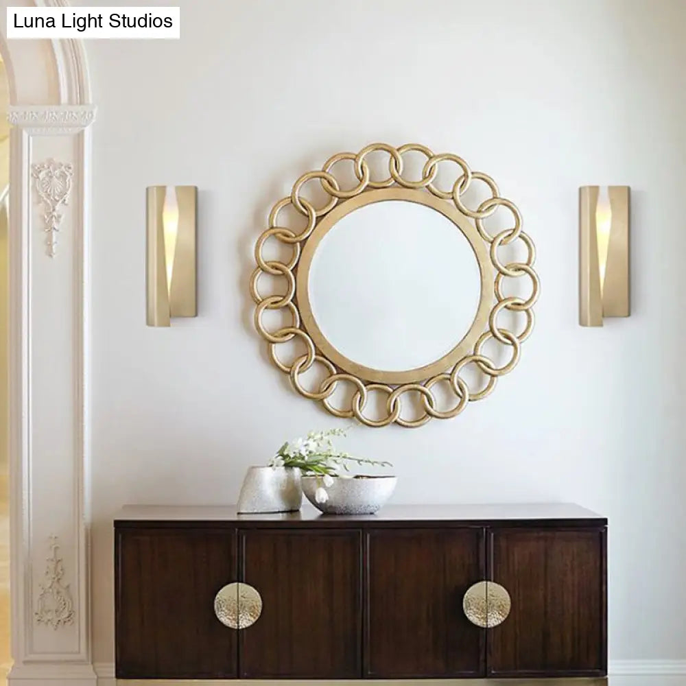 DecorBites™ Minimalist LED Wall Sconce Light in Gold for Living Room - Metal Rectangle Wall Mount Lamp