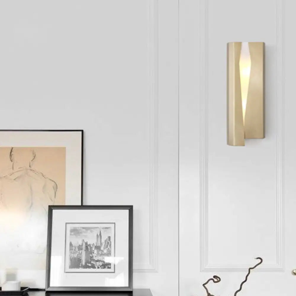DecorBites™ Minimalist LED Wall Sconce Light in Gold for Living Room - Metal Rectangle Wall Mount Lamp