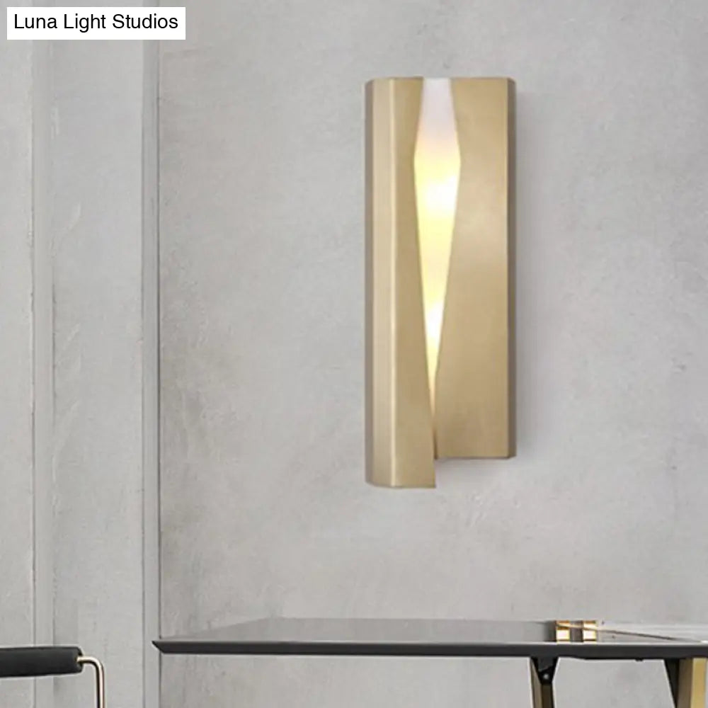 DecorBites™ Minimalist LED Wall Sconce Light in Gold for Living Room - Metal Rectangle Wall Mount Lamp
