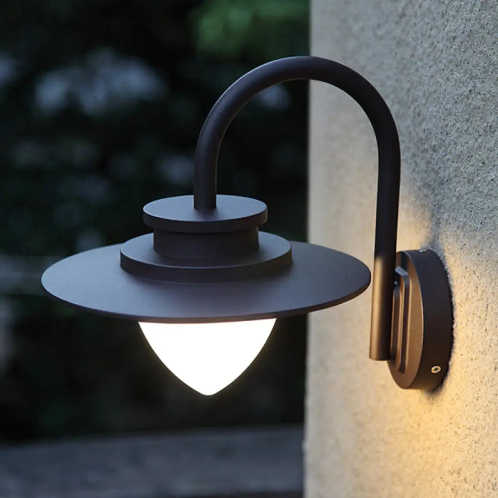 DecorBites™ Minimalist LED Wall Sconce with Black Metal Gooseneck Arm - Strawberry Garden Mount Light