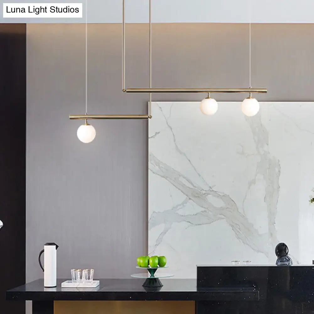 DecorBites™ Minimalist Metal Pendant Lighting with Gold Accents - Modern Globe Glass Island Ceiling Light for Living Room