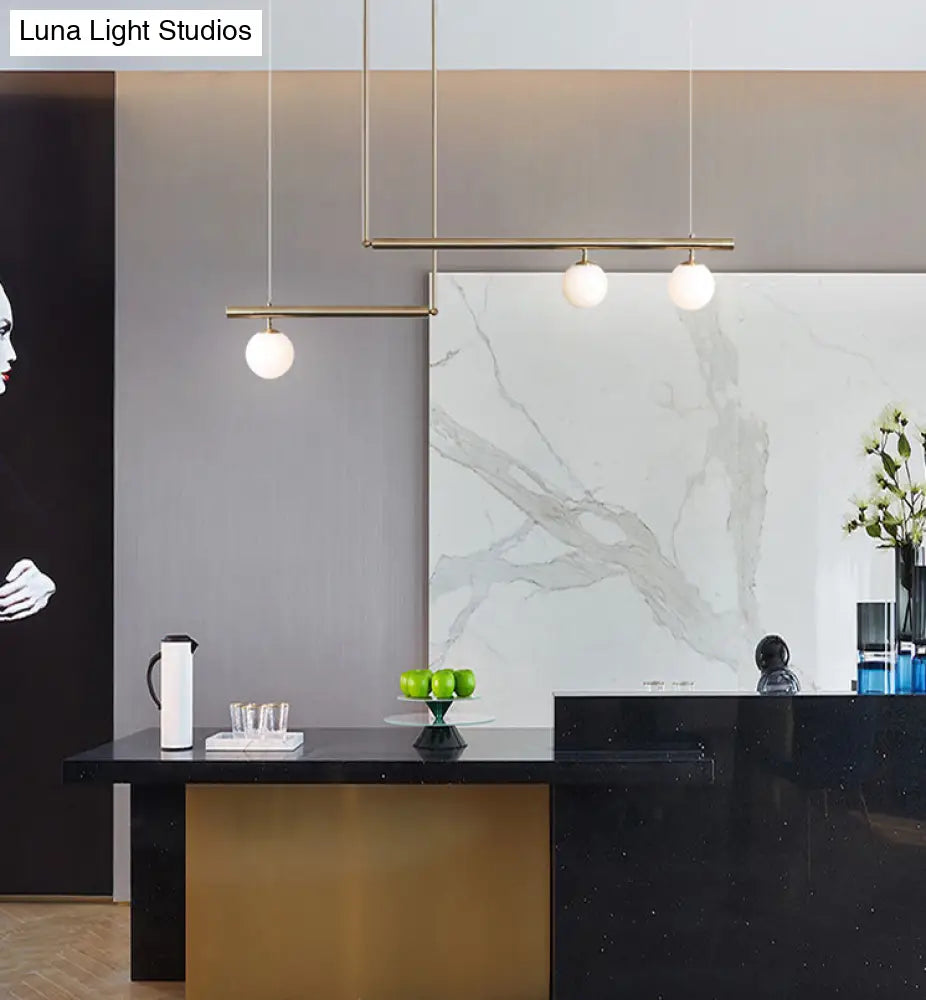 DecorBites™ Minimalist Metal Pendant Lighting with Gold Accents - Modern Globe Glass Island Ceiling Light for Living Room