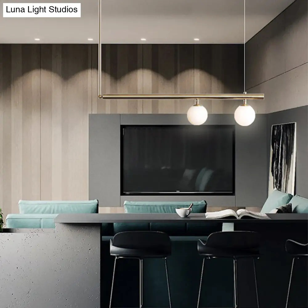 DecorBites™ Minimalist Metal Pendant Lighting with Gold Accents - Modern Globe Glass Island Ceiling Light for Living Room