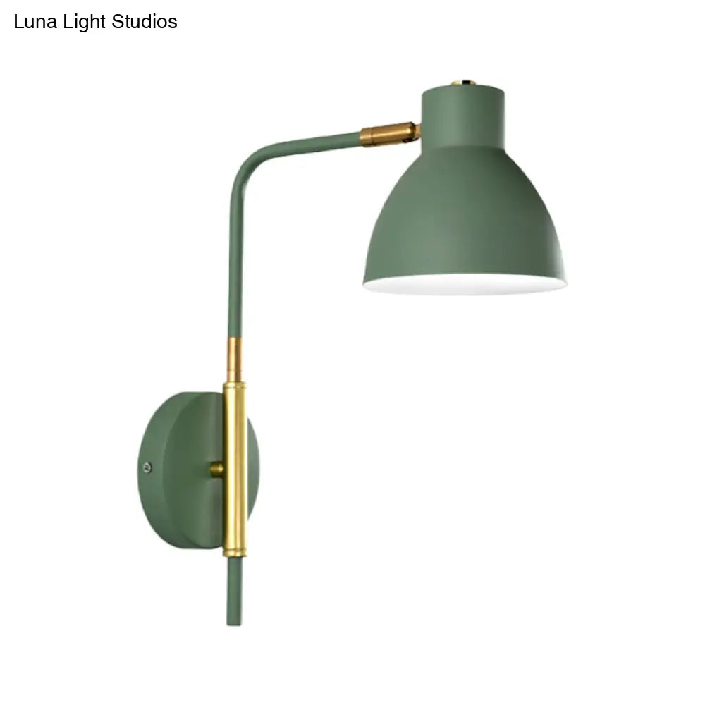 DecorBites™ Minimalist Metal Wall Mounted Light with Dome Shade - Rectangular Arm Sconce in Grey/White/Green, 5.5" Wide