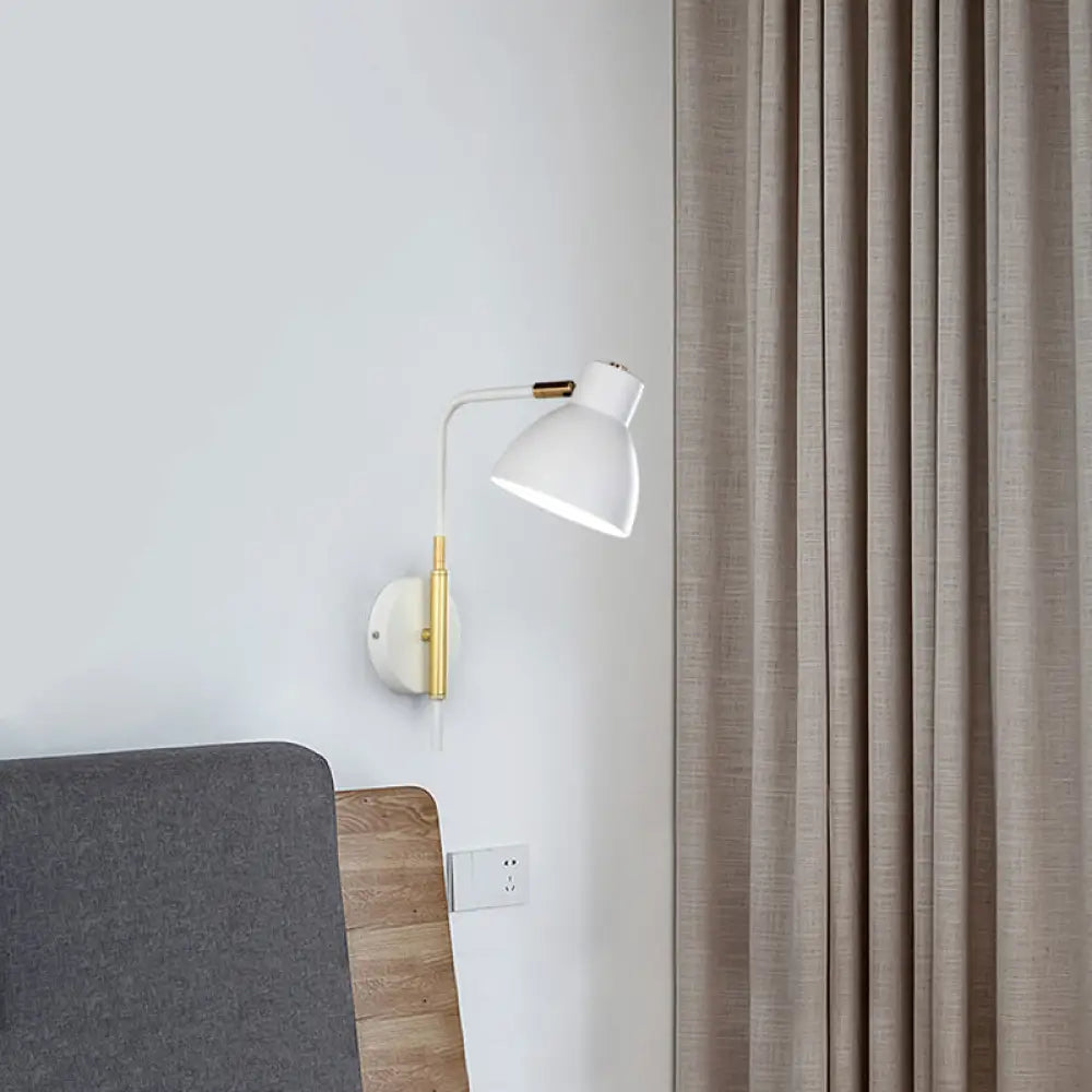 DecorBites™ Minimalist Metal Wall Mounted Light with Dome Shade - Rectangular Arm Sconce in Grey/White/Green, 5.5" Wide