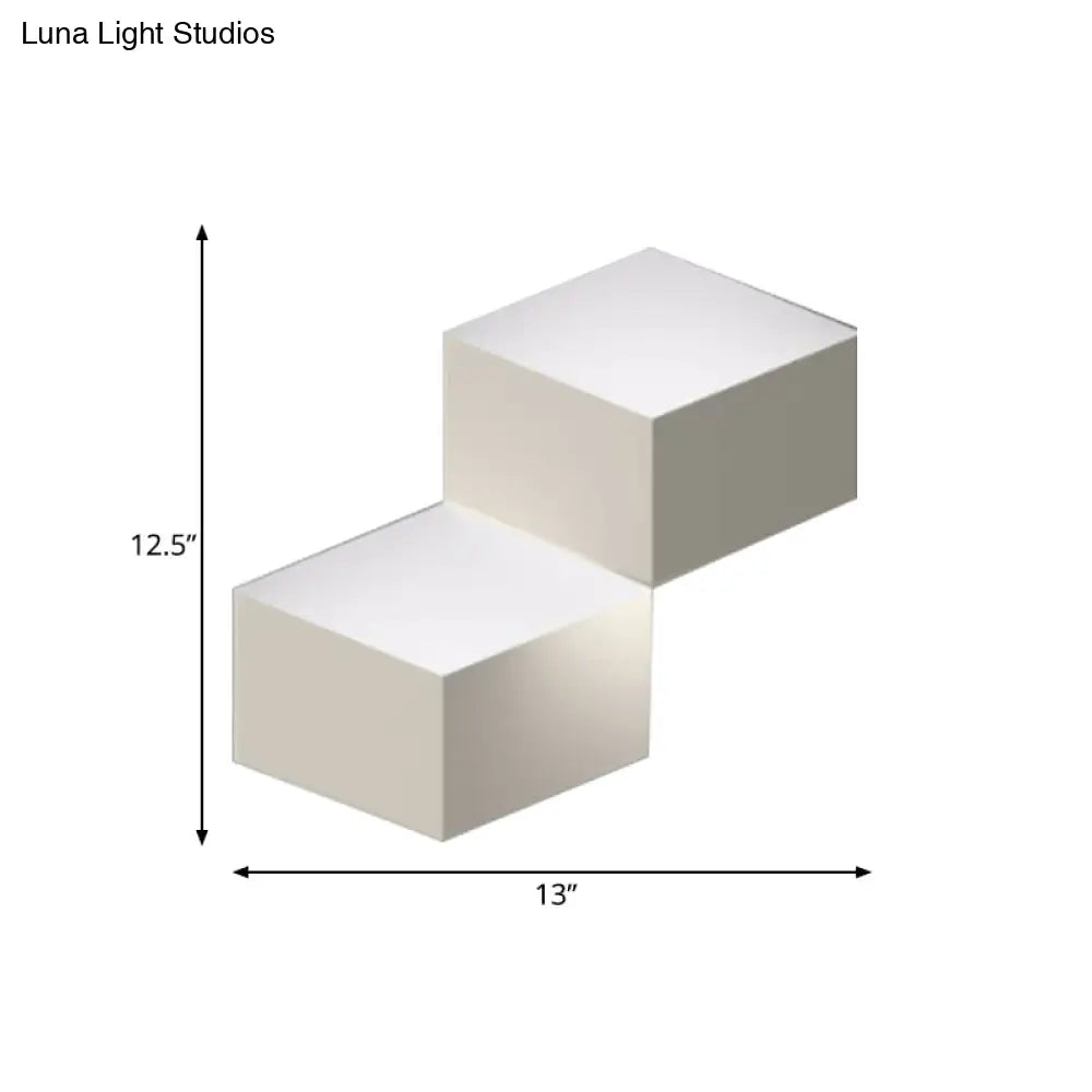 DecorBites™ Minimalist Metallic Geometric Wall Mount Light: Cubic Shape, 1/2-Light White Wall Lamp for Corridor