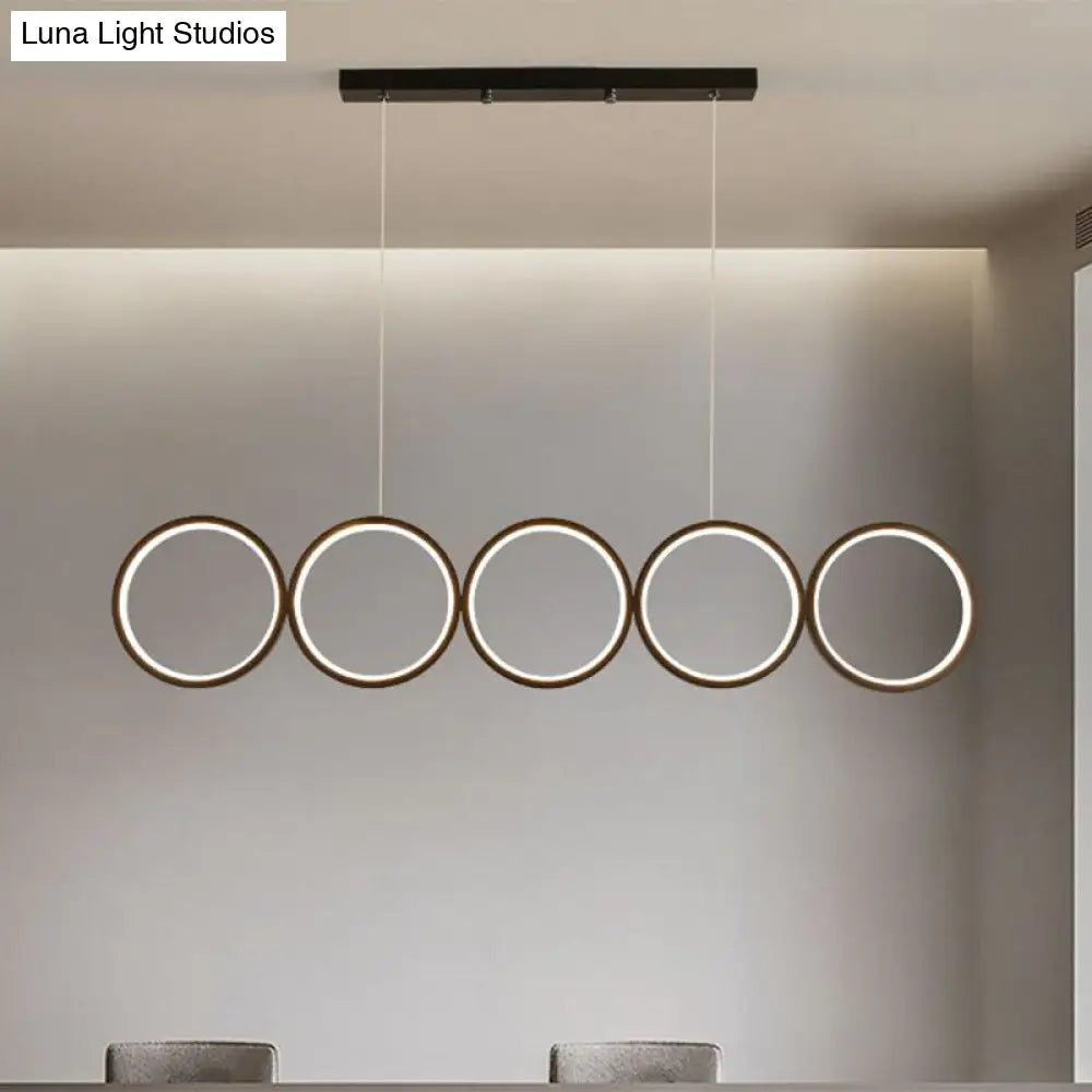DecorBites™ Minimalist Metallic LED Black Island Suspension Lamp - Warm/White Light, 31.5"/39.5