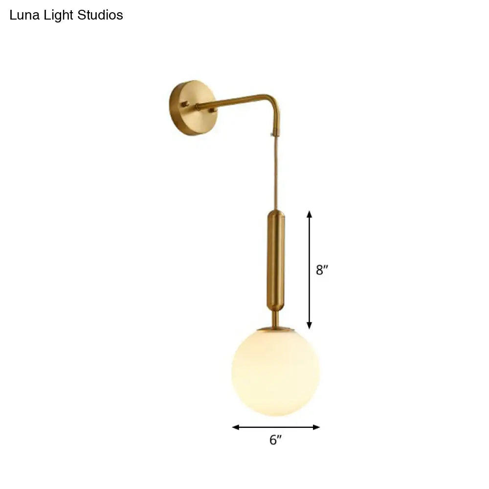 DecorBites™ Minimalist Mini Globe Wall Sconce with Cream Glass and Gold Finish for 1-Bulb Wall Lighting