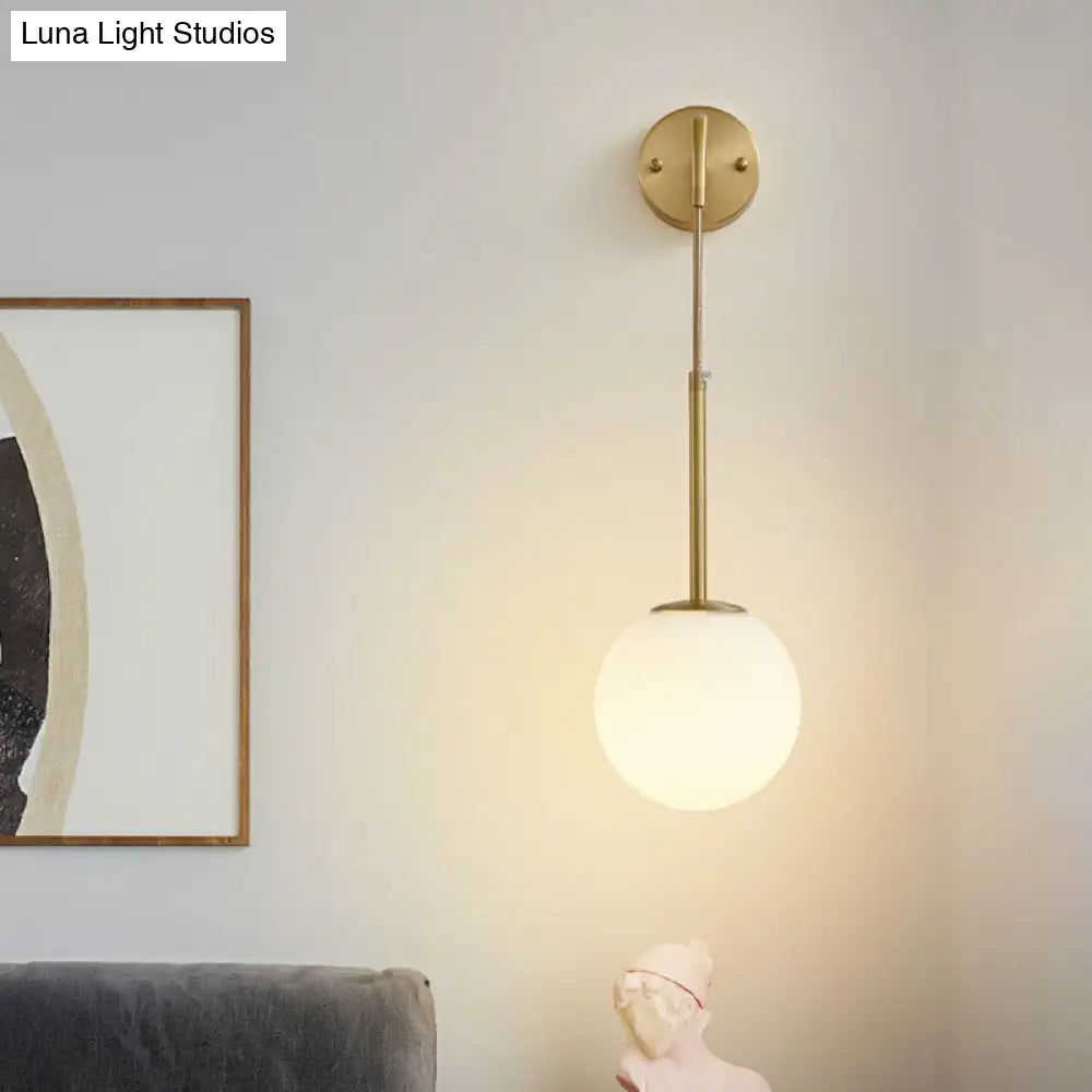 DecorBites™ Minimalist Mini Globe Wall Sconce with Cream Glass and Gold Finish for 1-Bulb Wall Lighting