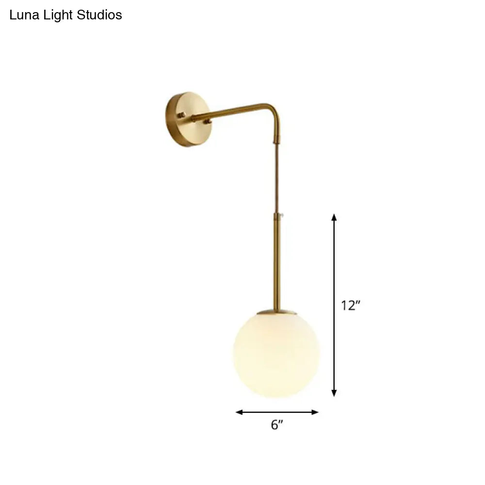 DecorBites™ Minimalist Mini Globe Wall Sconce with Cream Glass and Gold Finish for 1-Bulb Wall Lighting