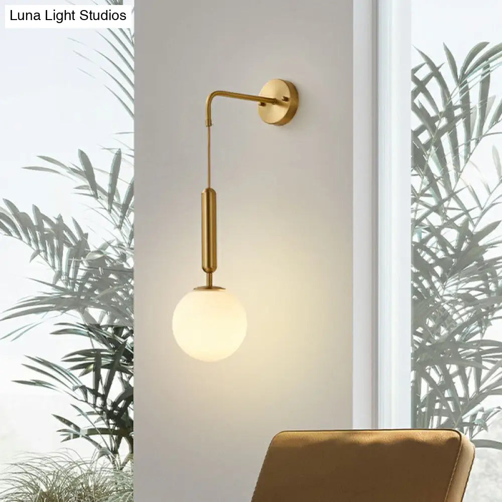 DecorBites™ Minimalist Mini Globe Wall Sconce with Cream Glass and Gold Finish for 1-Bulb Wall Lighting