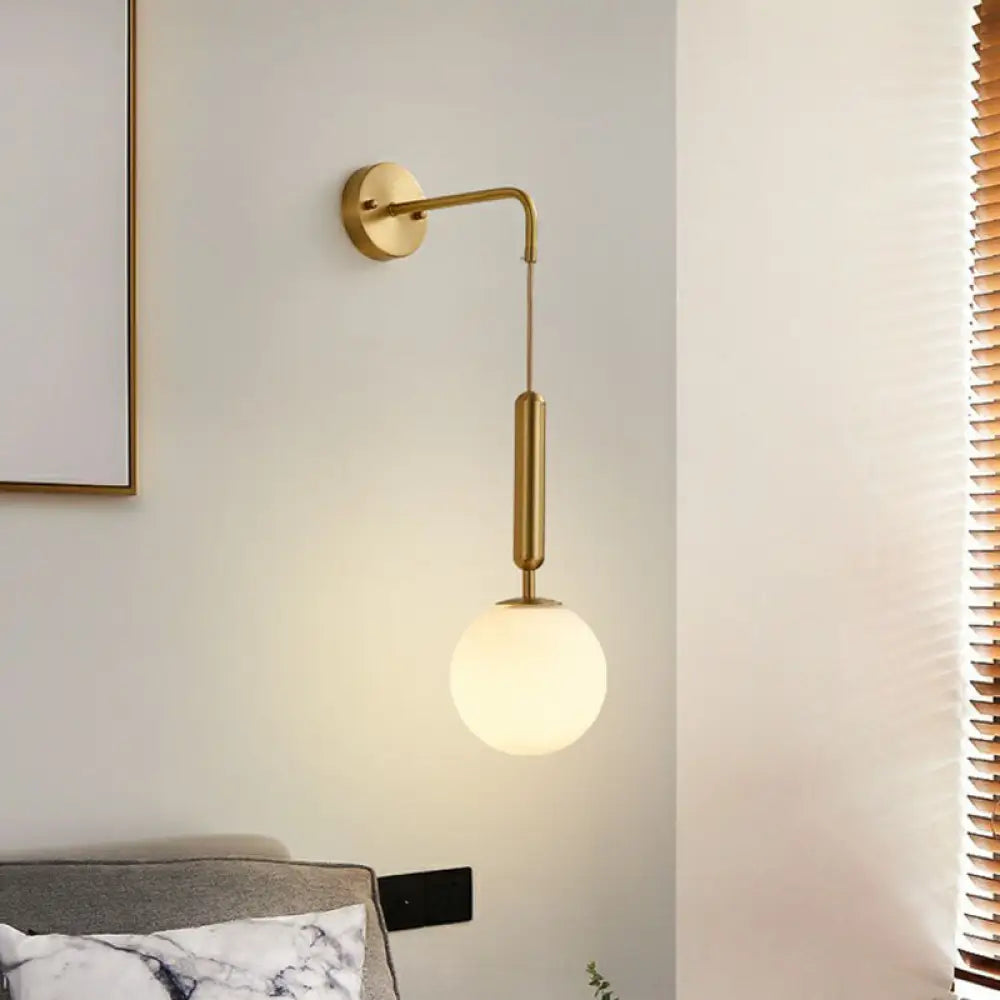 DecorBites™ Minimalist Mini Globe Wall Sconce with Cream Glass and Gold Finish for 1-Bulb Wall Lighting