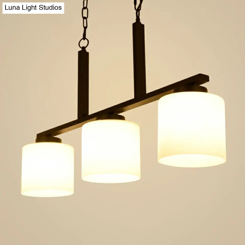 DecorBites™ Minimalist Opal Frosted Glass Island Lighting Fixture - 3 Heads Hanging Pendant Light