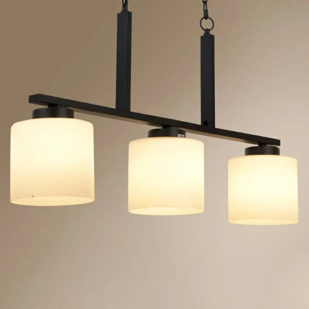 DecorBites™ Minimalist Opal Frosted Glass Island Lighting Fixture - 3 Heads Hanging Pendant Light