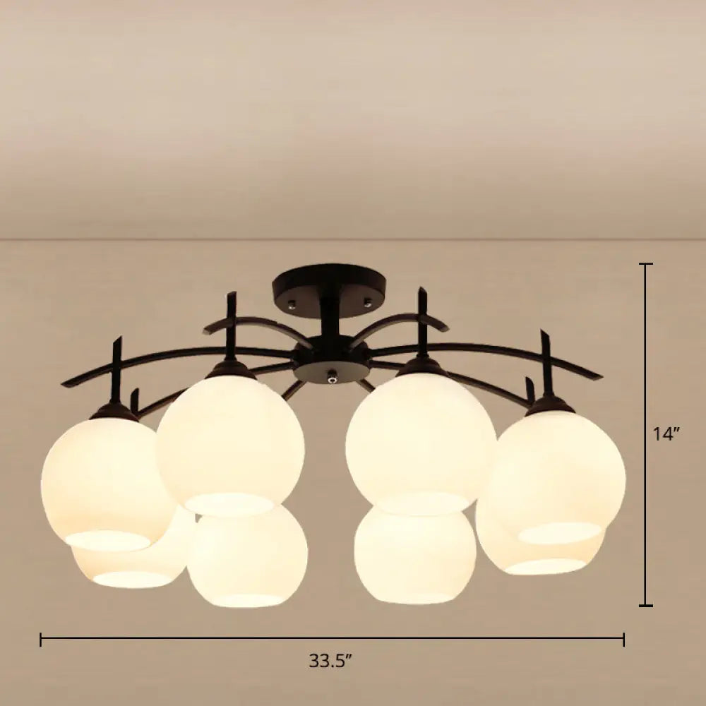 DecorBites™ Minimalist Opal Glass Flush Light in Black for Living Room Ceiling
