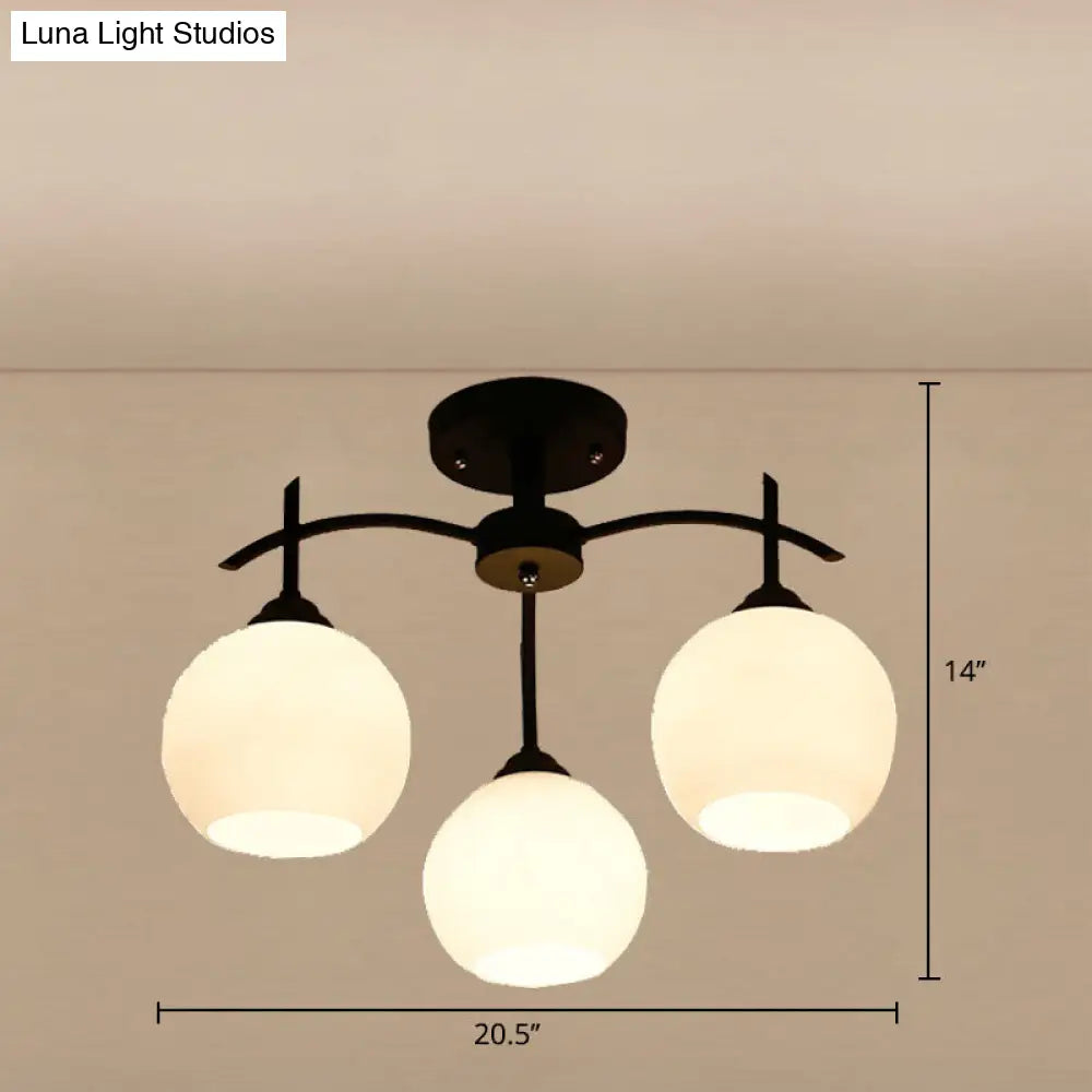 DecorBites™ Minimalist Opal Glass Flush Light in Black for Living Room Ceiling
