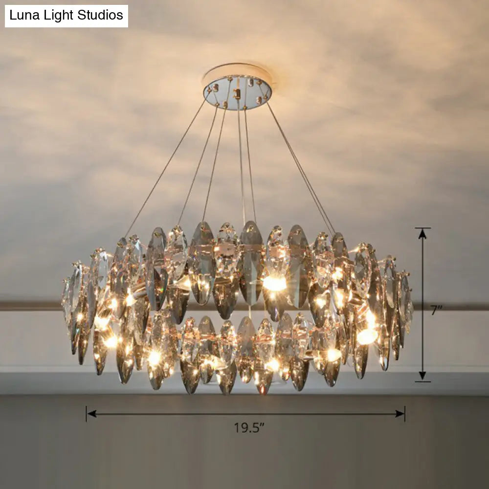 DecorBites™ Minimalist Oval Crystal Clear Pendant Chandelier - Elegant Ceiling Light for Restaurants