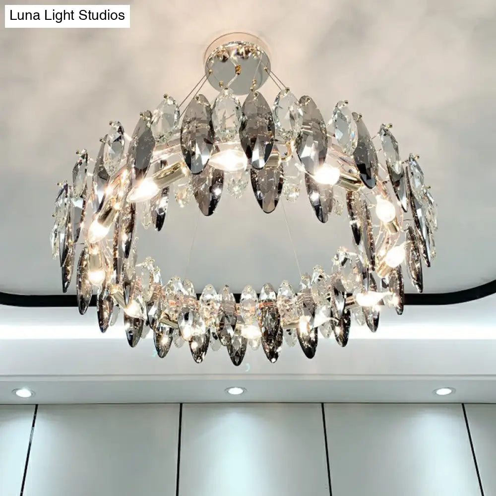 DecorBites™ Minimalist Oval Crystal Clear Pendant Chandelier - Elegant Ceiling Light for Restaurants