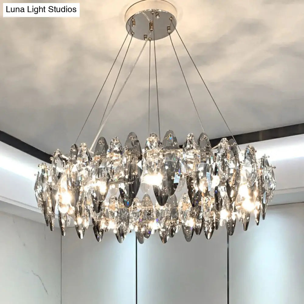 DecorBites™ Minimalist Oval Crystal Clear Pendant Chandelier - Elegant Ceiling Light for Restaurants