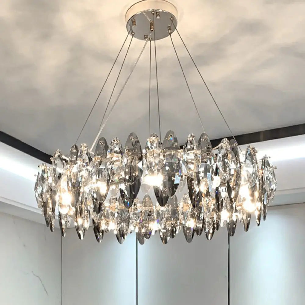 DecorBites™ Minimalist Oval Crystal Clear Pendant Chandelier - Elegant Ceiling Light for Restaurants