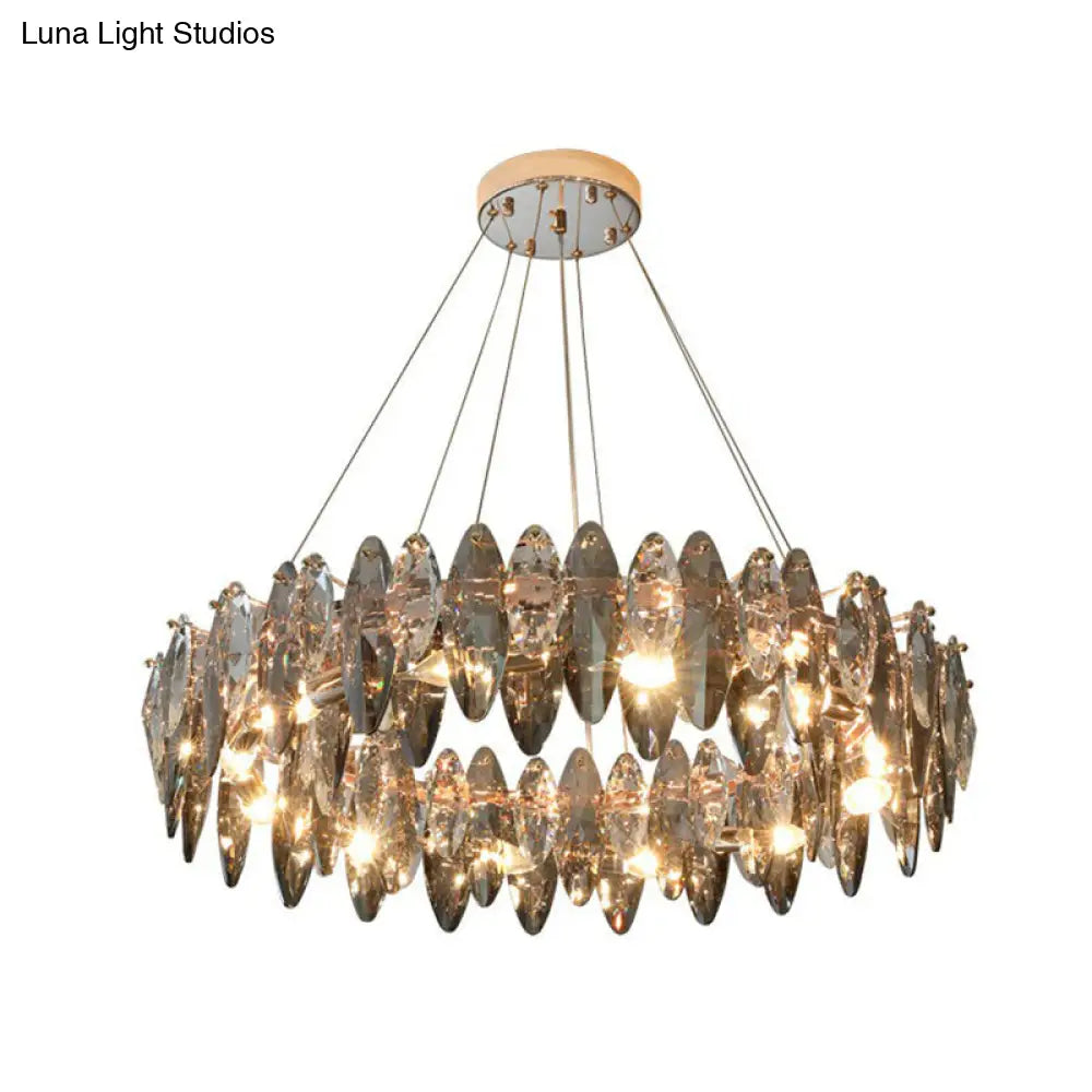 DecorBites™ Minimalist Oval Crystal Clear Pendant Chandelier - Elegant Ceiling Light for Restaurants