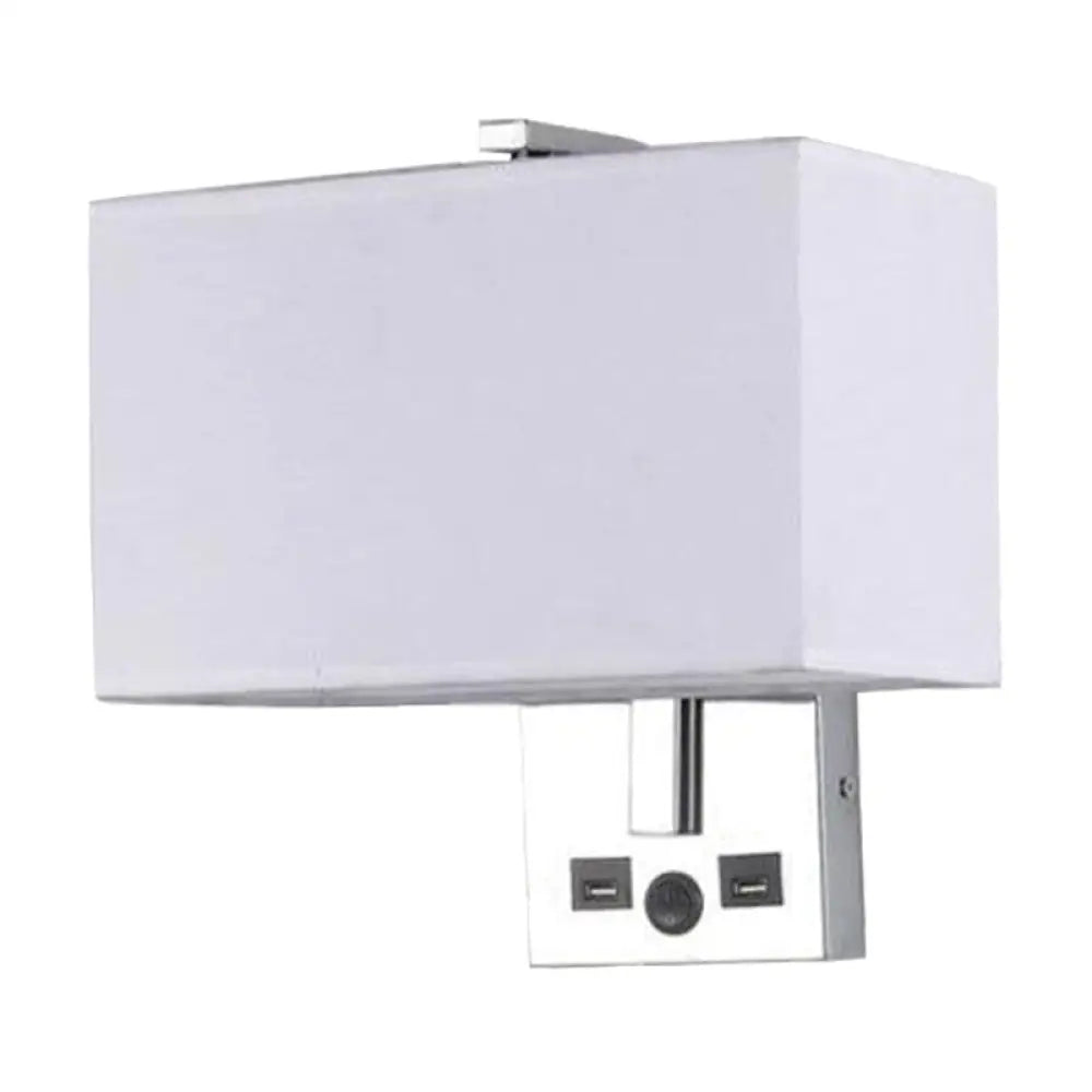 DecorBites™ Minimalist Rectangle Wall Light Kit with USB Port - Single-Bulb Beige/Black/White Fabric Lamp