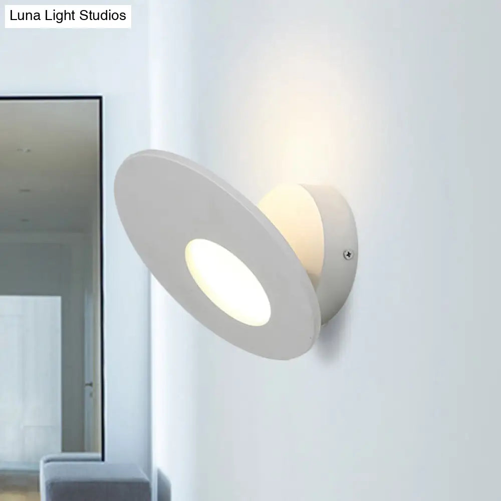 DecorBites™ Minimalist Round Acrylic Wall Sconce with Integrated LED for Bedroom - Black/White