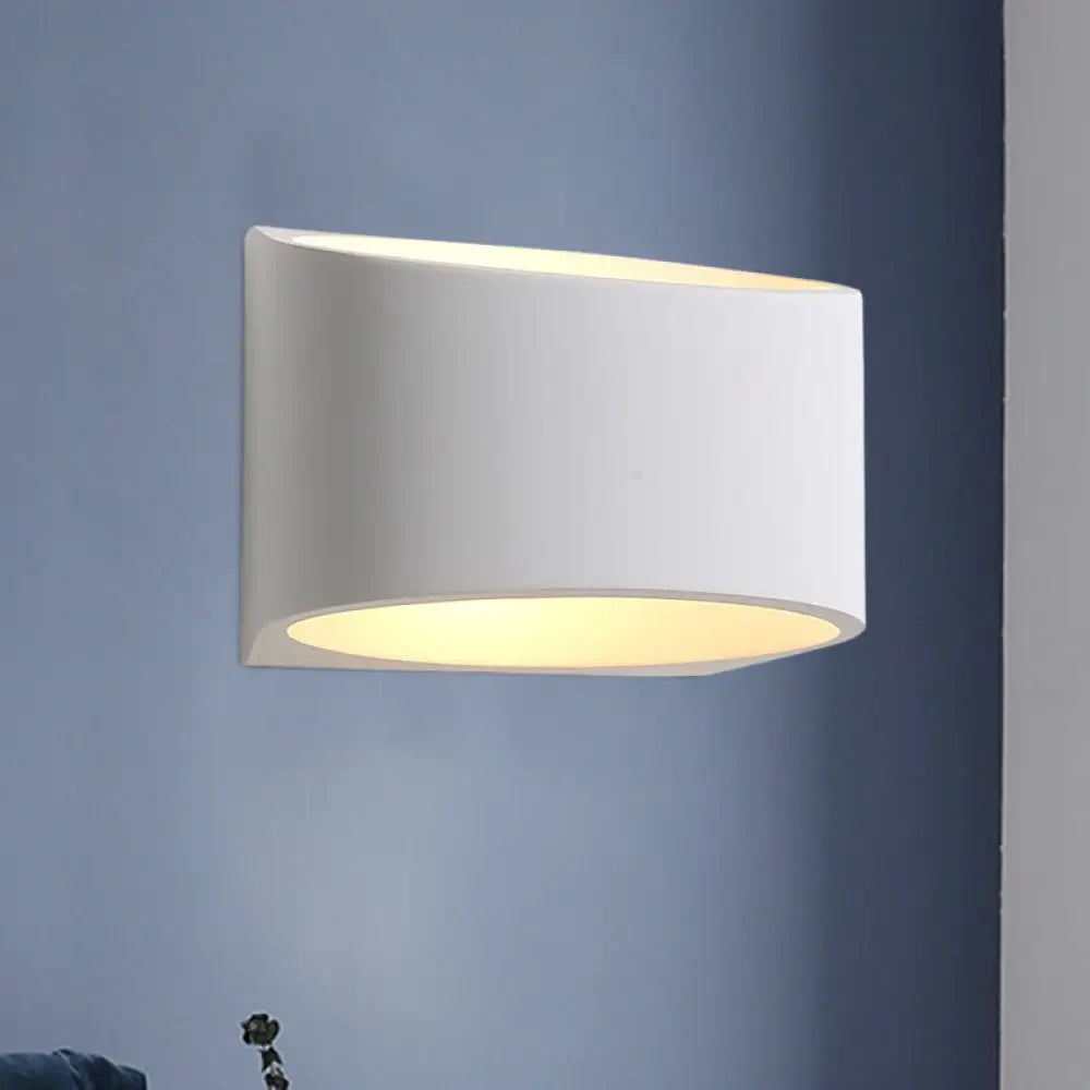 DecorBites™ Minimalist Round Gypsum LED Sconce Light Fixture - White Wall Mount Lamp for Hallway