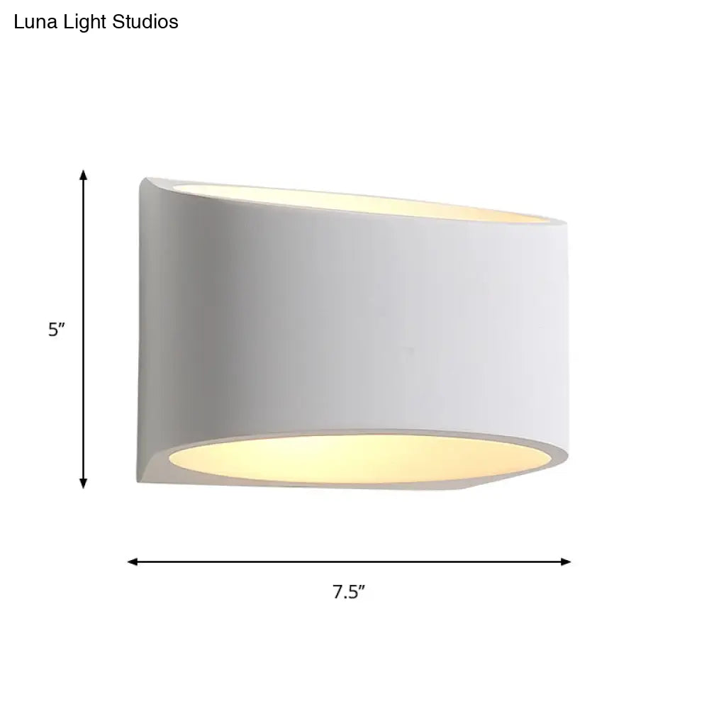 DecorBites™ Minimalist Round Gypsum LED Sconce Light Fixture - White Wall Mount Lamp for Hallway