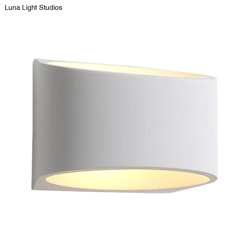 DecorBites™ Minimalist Round Gypsum LED Sconce Light Fixture - White Wall Mount Lamp for Hallway