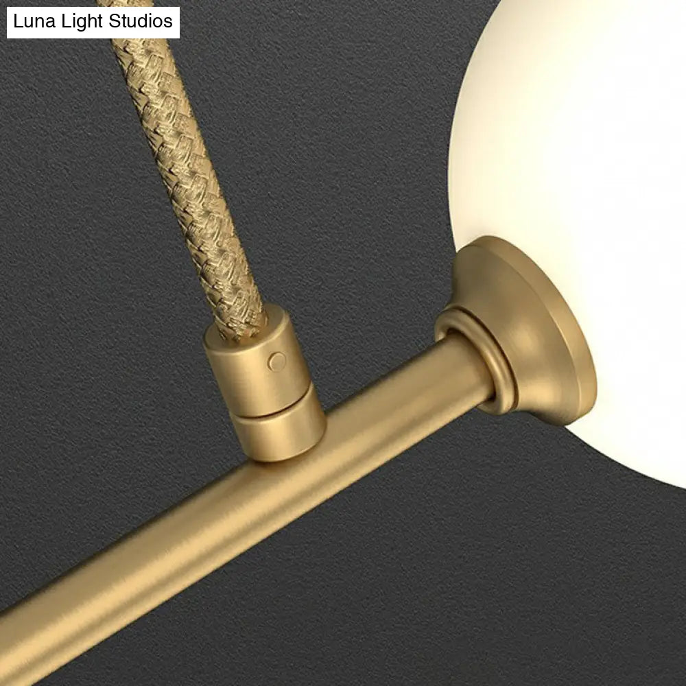 DecorBites™ Minimalist U-Shaped Gold Metal Suspension Light with Milky Glass Shade for Dining Room Island