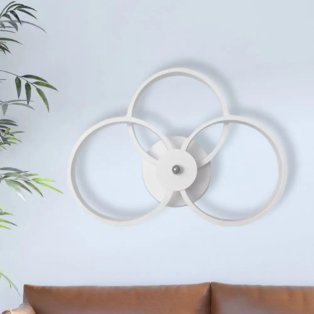 DecorBites™ Minimalist White 3-Ring LED Acrylic Wall Sconce Light Fixture - Warm/White Light