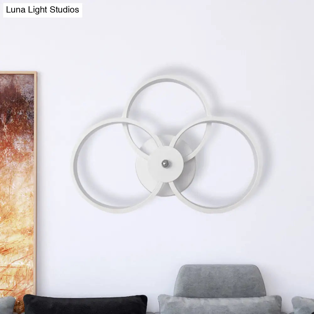 DecorBites™ Minimalist White 3-Ring LED Acrylic Wall Sconce Light Fixture - Warm/White Light