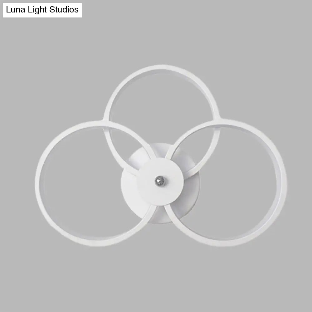 DecorBites™ Minimalist White 3-Ring LED Acrylic Wall Sconce Light Fixture - Warm/White Light