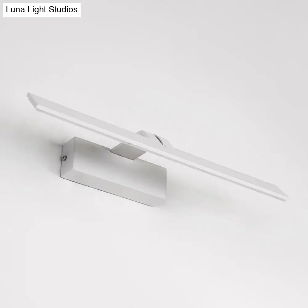 DecorBites™ Minimalist White Metal LED Vanity Light Fixture: Wall Mounted Rectangle Lamp for Bathroom in Warm/White Light