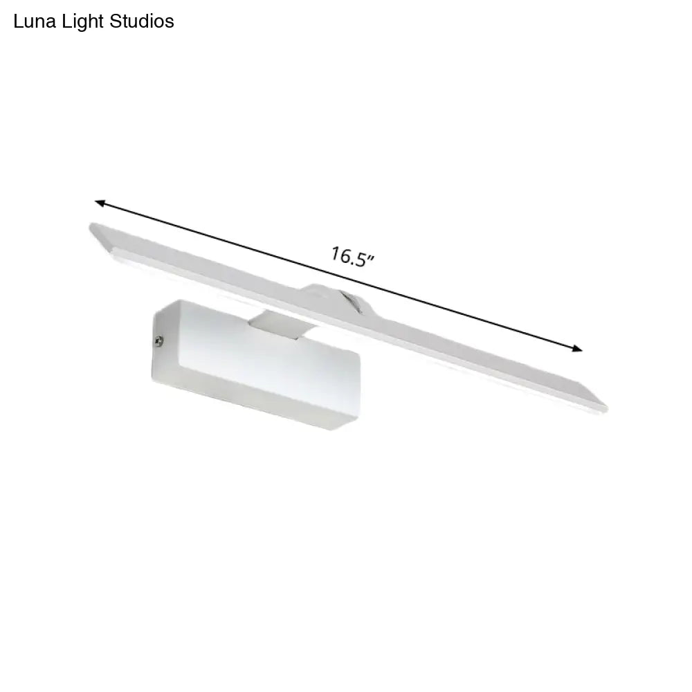 DecorBites™ Minimalist White Metal LED Vanity Light Fixture: Wall Mounted Rectangle Lamp for Bathroom in Warm/White Light
