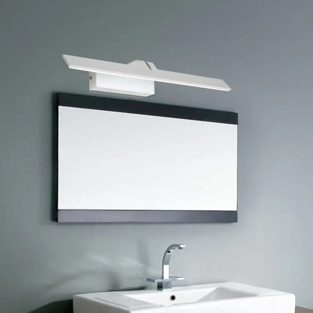 DecorBites™ Minimalist White Metal LED Vanity Light Fixture: Wall Mounted Rectangle Lamp for Bathroom in Warm/White Light
