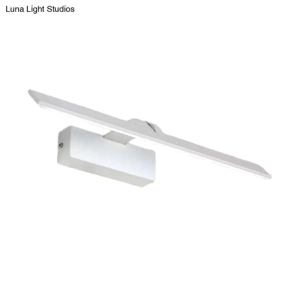 DecorBites™ Minimalist White Metal LED Vanity Light Fixture: Wall Mounted Rectangle Lamp for Bathroom in Warm/White Light