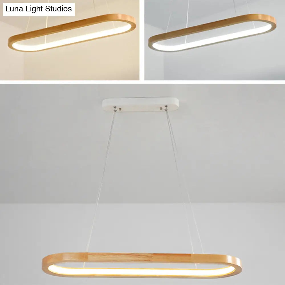 DecorBites™ Minimalist Wood Island Pendant LED Ceiling Light - Modern Elliptic Design for Living Room