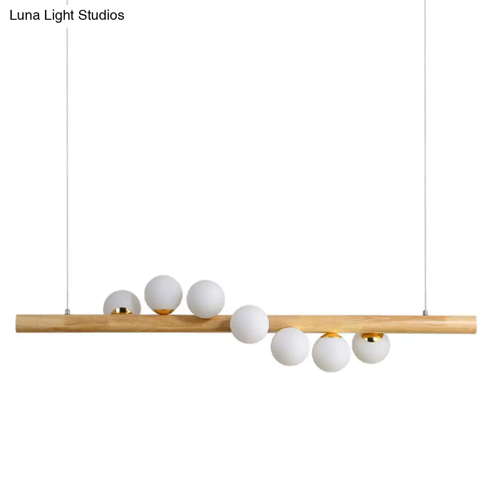 DecorBites™ Minimalist Wooden Island Pendant with Glass Sphere for Living Room Ceiling Lighting