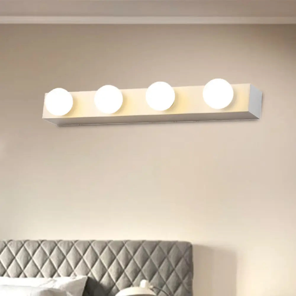 DecorBites™ Minimalistic Black/White Finish Vanity Lighting Fixture – Open Bulb, 4/5 Heads Metal Wall Light for Bathroom