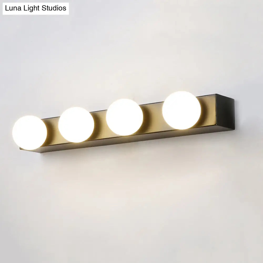 DecorBites™ Minimalistic Black/White Finish Vanity Lighting Fixture – Open Bulb, 4/5 Heads Metal Wall Light for Bathroom
