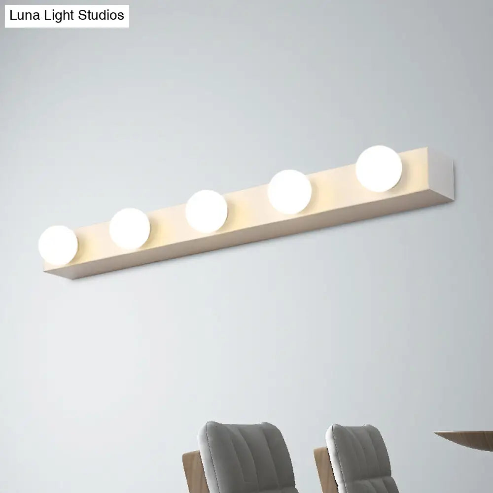 DecorBites™ Minimalistic Black/White Finish Vanity Lighting Fixture – Open Bulb, 4/5 Heads Metal Wall Light for Bathroom