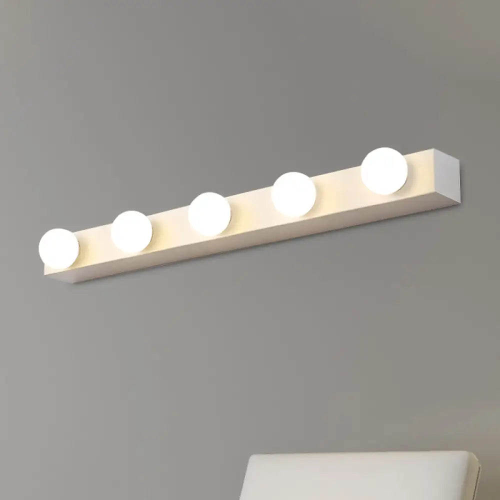 DecorBites™ Minimalistic Black/White Finish Vanity Lighting Fixture – Open Bulb, 4/5 Heads Metal Wall Light for Bathroom