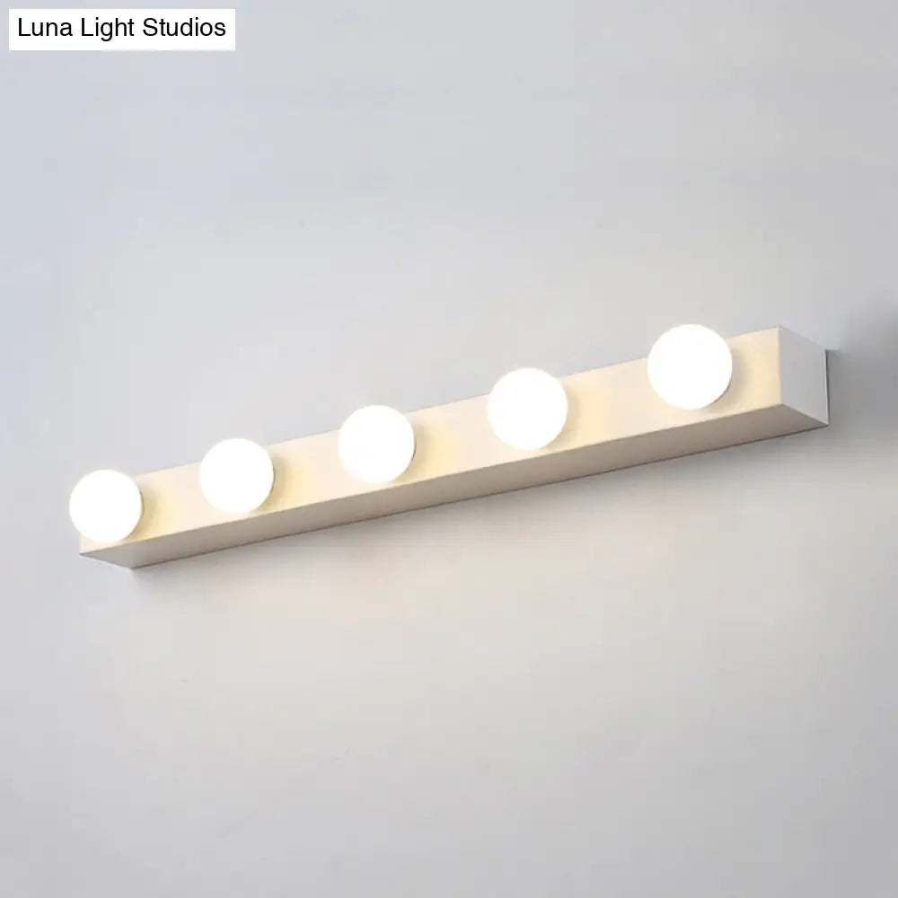 DecorBites™ Minimalistic Black/White Finish Vanity Lighting Fixture – Open Bulb, 4/5 Heads Metal Wall Light for Bathroom